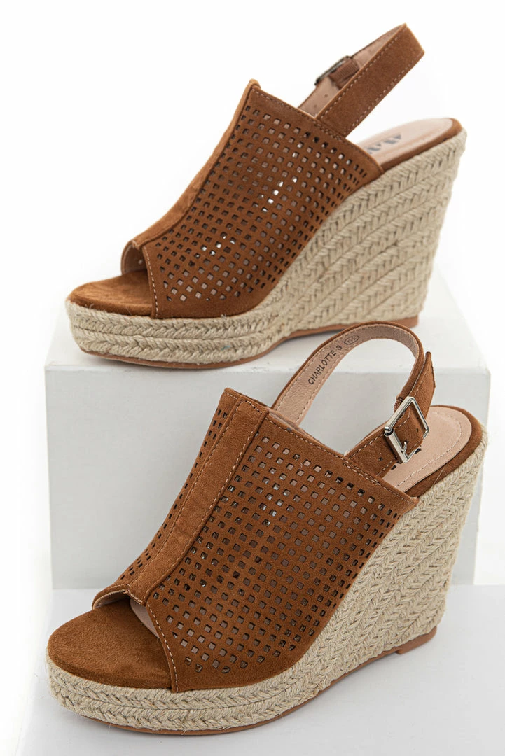 Shoe Shoe Train Shoes Cognac Square Laser Cut Out Espadrille Sling Back Wedges 11 Shoe Shoe Train Shoes Cognac Square Laser Cut Out Espadrille Sling Back Wedges