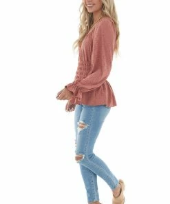 Hailey & Co Ginger Square Neck Eyelet Lace Long Sleeve Top Tops 29 Hailey & Co Ginger Square Neck Eyelet Lace Long Sleeve Top Tops