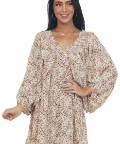 Jodifl Coconut Leopard Print Open Bubble Sleeve Dress