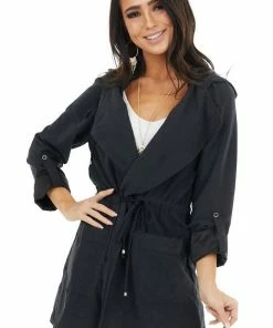 Be Cool Outerwear Black Hooded Faux Suede Long Jacket With Pockets 26 Be Cool Outerwear Black Hooded Faux Suede Long Jacket With Pockets