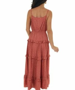 Ces Femme Dresses Terracotta Speckled Sleeveless Midi Dress
