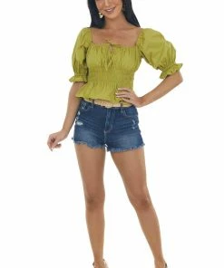 Lush Clothing Pistachio Square Neckline Peplum Top