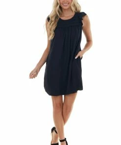L Love Black Babydoll Pintuck Yoke Mini Woven Dress 11 L Love Black Babydoll Pintuck Yoke Mini Woven Dress