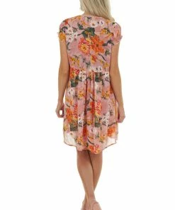 Umgee Dusty Blush Floral Print Woven Babydoll Dress Dresses 28 Umgee Dusty Blush Floral Print Woven Babydoll Dress Dresses