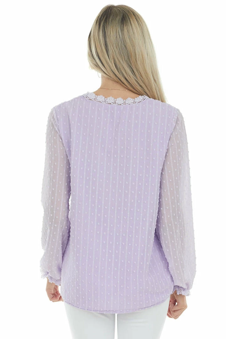 Miss Sparkling Lavender Swiss Dot Blouse With Lace Details 8 Miss Sparkling Lavender Swiss Dot Blouse With Lace Details