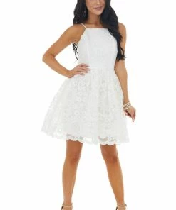 Dress Day Dresses Off White Lace Sleeveless Mini Dress 36 Dress Day Dresses Off White Lace Sleeveless Mini Dress