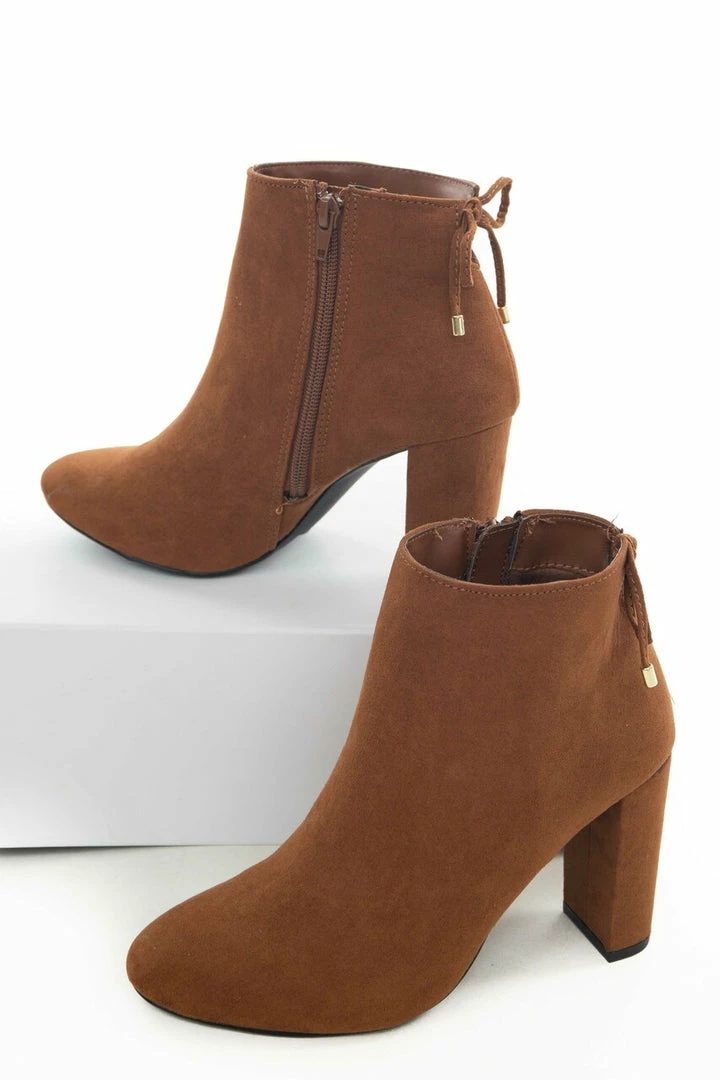 East Lion Corp. Spice Suede High Heel Booties With Tie Detail 5 East Lion Corp. Spice Suede High Heel Booties With Tie Detail