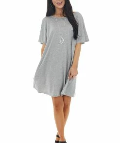 Lush Clothing Heather Grey Short Dress With Criss Cross Back Detail 29 Lush Clothing Heather Grey Short Dress With Criss Cross Back Detail