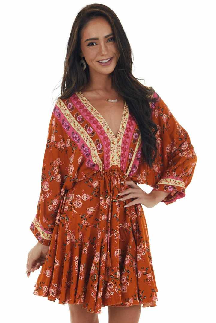 Aakaa Ginger Floral Print Long Sleeve Mini Dress Dresses 11 Aakaa Ginger Floral Print Long Sleeve Mini Dress Dresses