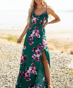 ROKOKO Jungle Green Floral Sleeveless Maxi Dress Dresses 33 ROKOKO Jungle Green Floral Sleeveless Maxi Dress Dresses