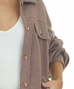 Cezele Tops Coffee Button Up Oversized Shirt Jacket 30 Cezele Tops Coffee Button Up Oversized Shirt Jacket