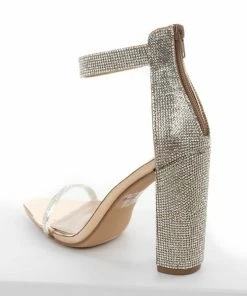 CJ Shoes Rose Gold Metallic Rhinestone Strappy Heels