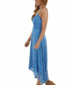 ROKOKO Sapphire Ditsy Floral Print High Low Dress Dresses