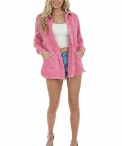 143 Story Watermelon Washed French Terry Shirt Jacket 24 143 Story Watermelon Washed French Terry Shirt Jacket