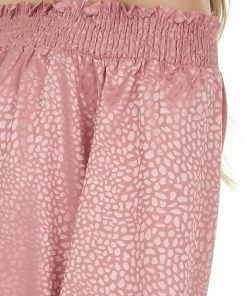 Umgee Tops Rose Metallic Cheetah Off Shoulder Top