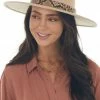 Fame Accessories Latte Wide Brim Wool Hat With Faux Snakeskin Trim Detail