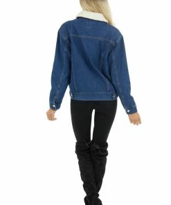 12PM Outerwear Denim Jacket With Red Buffalo Plaid Lining And Sherpa Collar 36 12PM Outerwear Denim Jacket With Red Buffalo Plaid Lining And Sherpa Collar