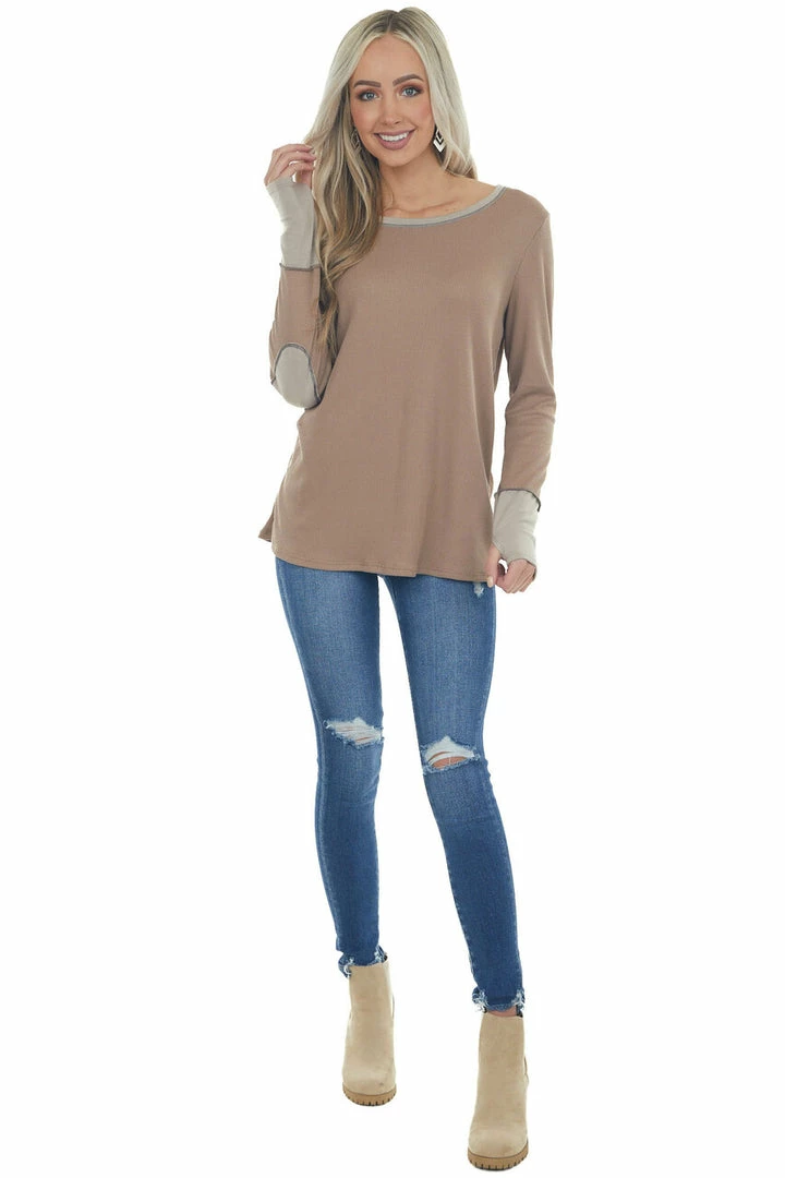BiBi Latte And Oatmeal Contrast Thermal Knit Top 8 BiBi Latte And Oatmeal Contrast Thermal Knit Top