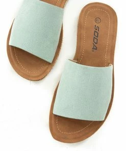 FORTUNE DYNAMIC Mint Faux Suede Solid Strap Sandals