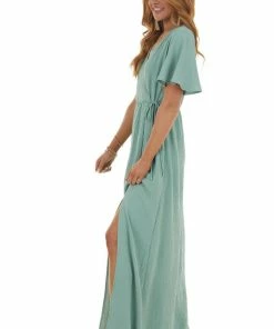 Vanilla Bay Light Juniper Surplice Maxi Dress With Slit 12 Vanilla Bay Light Juniper Surplice Maxi Dress With Slit