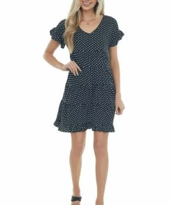 ANGIE Dresses Black And Off White Polka Dot Tiered Dress 12 ANGIE Dresses Black And Off White Polka Dot Tiered Dress