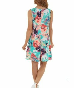 HEIMISH Seafoam Neon Floral Sleeveless Swing Dress