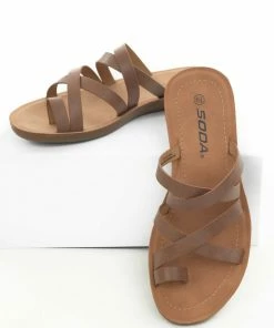 FORTUNE DYNAMIC Sepia Open Toe Leather Strappy Flat Sandals Shoes 12 FORTUNE DYNAMIC Sepia Open Toe Leather Strappy Flat Sandals Shoes