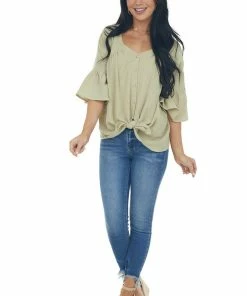Davi & Dani Willow Button Down Flare Sleeve Blouse 23 Davi & Dani Willow Button Down Flare Sleeve Blouse