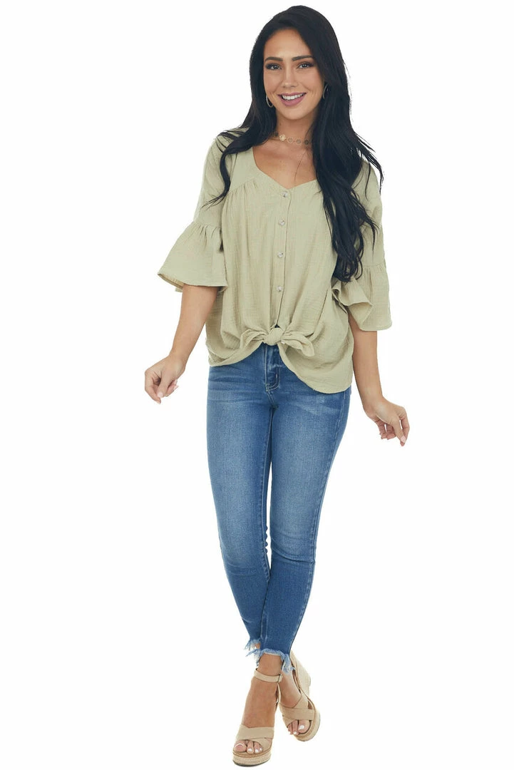 Davi & Dani Willow Button Down Flare Sleeve Blouse 11 Davi & Dani Willow Button Down Flare Sleeve Blouse