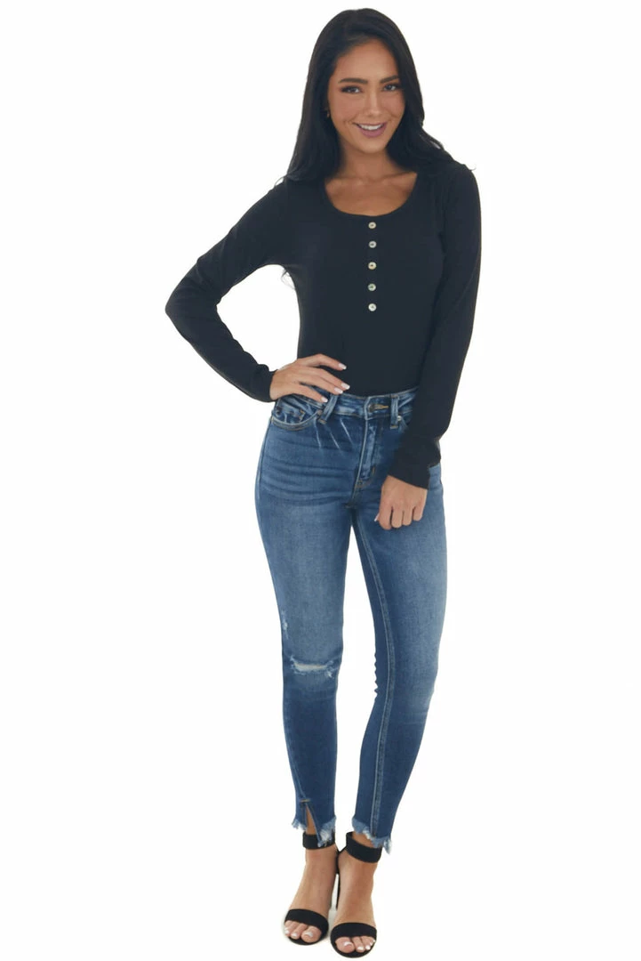 Vanilla Bay Black Ribbed Long Sleeve Henley Top 14 Vanilla Bay Black Ribbed Long Sleeve Henley Top