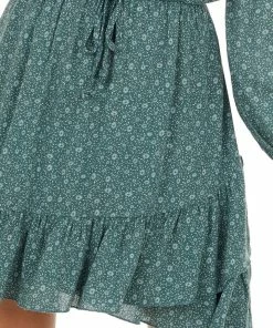 Peach Love Dresses Pine Green Floral Print Long Sleeve Dress With Ruffle Detail 33 Peach Love Dresses Pine Green Floral Print Long Sleeve Dress With Ruffle Detail