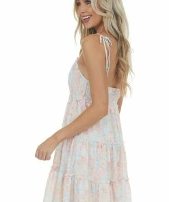 HYFVE Dresses Cherry Blossom Floral Tie Strap Tiered Dress