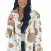 BiBi Latte And Off White Cow Print Faux Fur Jacket