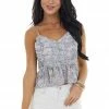Emory Park Tops Indigo Ditsy Floral Sleeveless Peplum Top