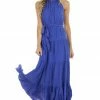 Bluivy Indigo Halter Neck Tiered Maxi Dress With Tie Detail Dresses