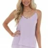 White Birch Iris Purple Scalloped Trim Tiered Hem Tank Top 1 White Birch Iris Purple Scalloped Trim Tiered Hem Tank Top