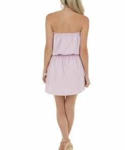Entro Iris Strapless Smocked Blouson Mini Dress