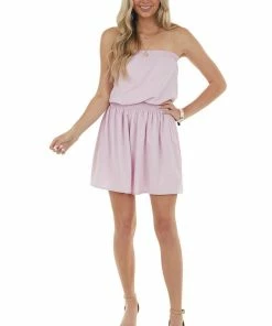 Entro Iris Strapless Smocked Blouson Mini Dress