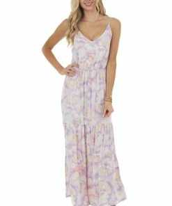 Lush Clothing Dresses Iris Tie Dye Sleeveless Blouson Maxi Dress With Cinch Waist