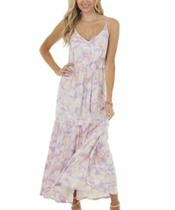 Lush Clothing Dresses Iris Tie Dye Sleeveless Blouson Maxi Dress With Cinch Waist