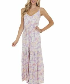Lush Clothing Dresses Iris Tie Dye Sleeveless Blouson Maxi Dress With Cinch Waist