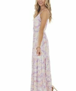 Lush Clothing Dresses Iris Tie Dye Sleeveless Blouson Maxi Dress With Cinch Waist