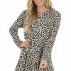 Jodifl Ivory And Camel Leopard Print Babydoll Dress With Ruffle Hem Dresses