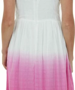 Eesome Dresses Ivory And Dark Magenta Ombre Woven Maxi Dress