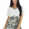 HOPELY Ivory Camo Print Multi Knit Short Sleeve Babydoll Top Tops 2 HOPELY Ivory Camo Print Multi Knit Short Sleeve Babydoll Top Tops
