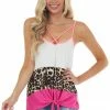 HEIMISH Ivory Colorblock Sleeveless Top With Caged Neckline Tops