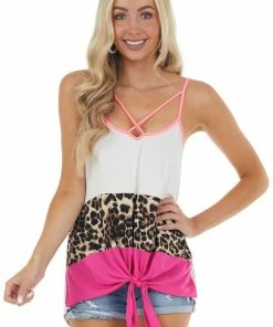 HEIMISH Ivory Colorblock Sleeveless Top With Caged Neckline Tops