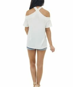143 Story Ivory Criss Cross Neck Cold Shoulder Short Sleeve Knit Top 24 143 Story Ivory Criss Cross Neck Cold Shoulder Short Sleeve Knit Top