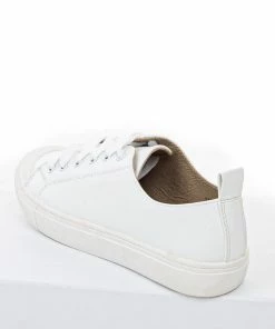 CCOCCI Ivory Faux Leather Sneakers With White Laces And Rubber Sole