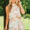 Sweet Lemon Ivory Floral Print Halter Neck Woven Dress Dresses